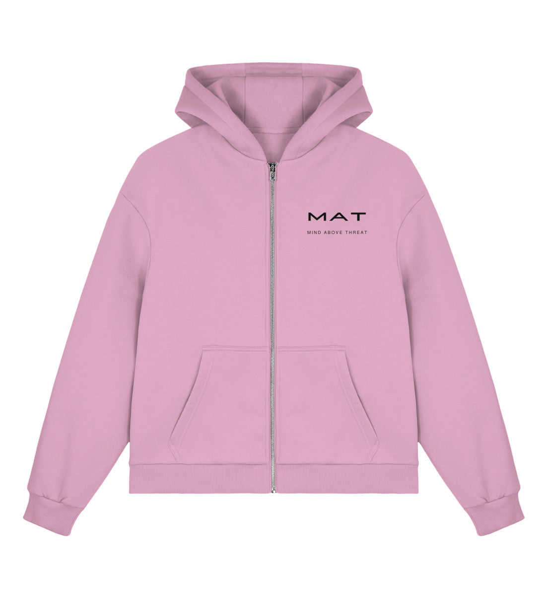 MAT LEFT A MARK — Boxy Zip Hoodie — Soft Pink · vista prodotto