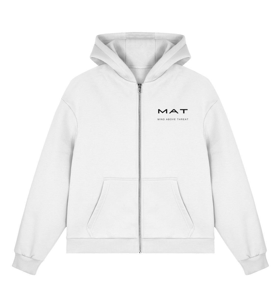 MAT LEFT A MARK — Boxy Zip Hoodie — White · vista prodotto