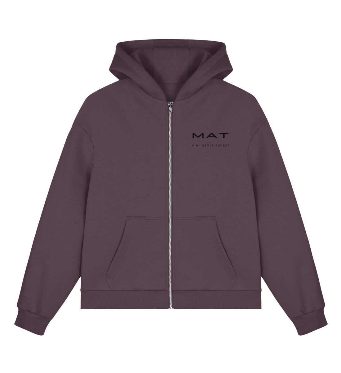 MAT LEFT A MARK — Boxy Zip Hoodie — Plum Purple · vista prodotto