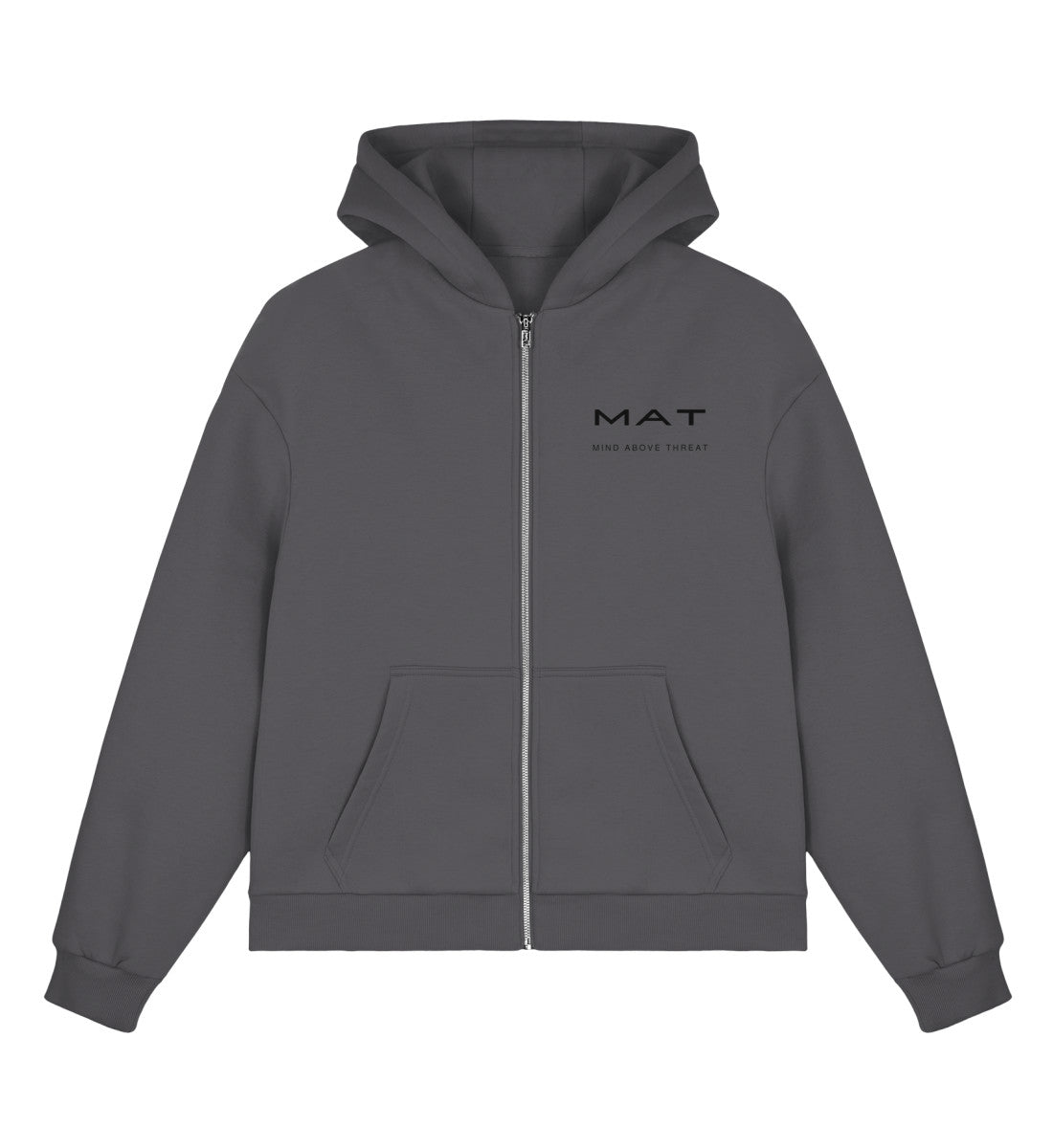 MAT LEFT A MARK — Boxy Zip Hoodie — Magnet · vista prodotto