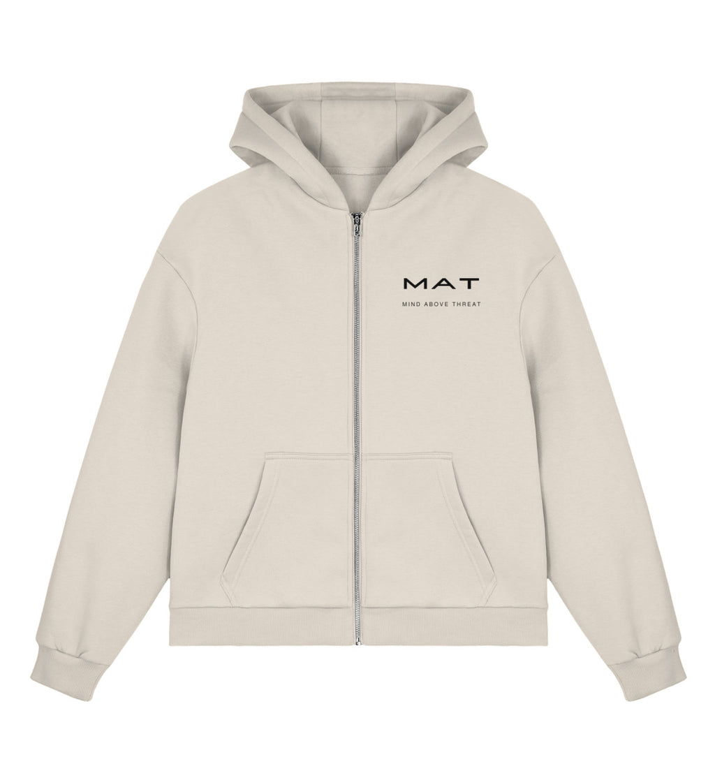 MAT LEFT A MARK — Boxy Zip Hoodie — White Sand · vista prodotto