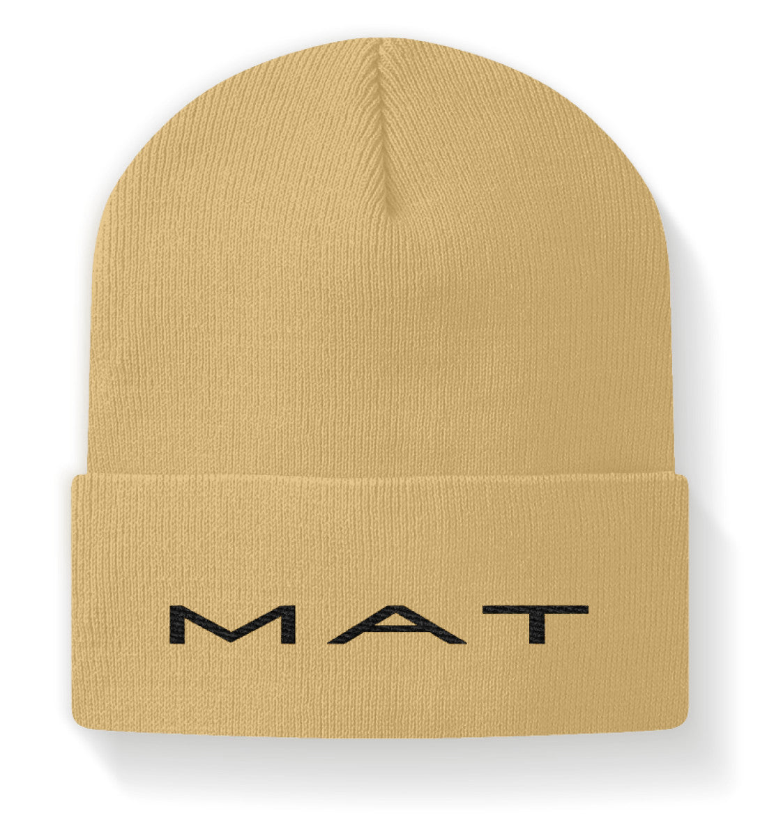 MAT FW26 Signature Beanie sabbia con ricamo frontale