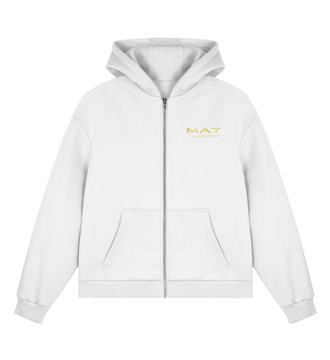 MAT KEEP WHAT KEEPS YOU — Boxy Zip Hoodie — White · vista prodotto