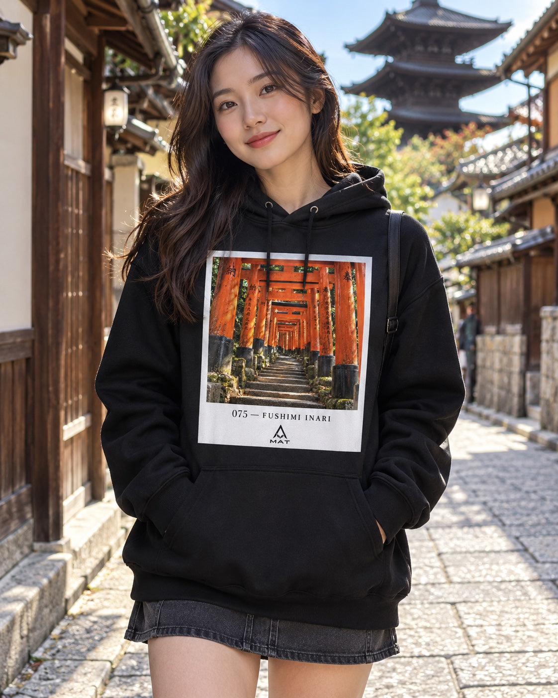 MAT 075 Fushimi Inari hoodie worn in Kyoto