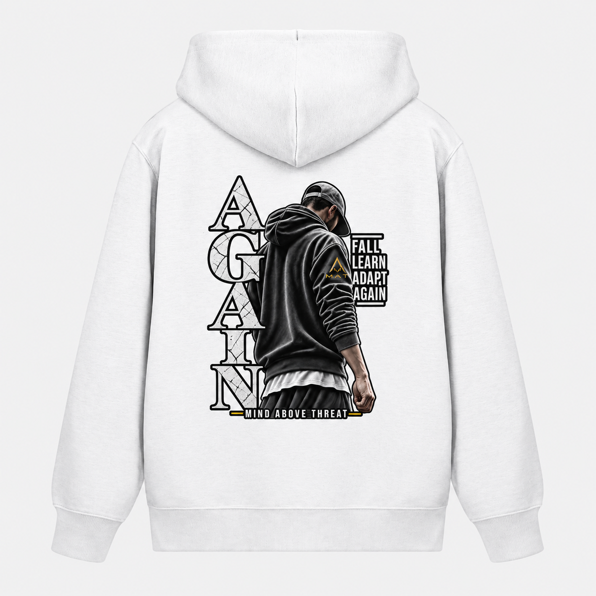 MAT AGAIN — Zip Hoodie bianca, retro