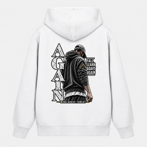 MAT AGAIN — Zip Hoodie bianca, retro