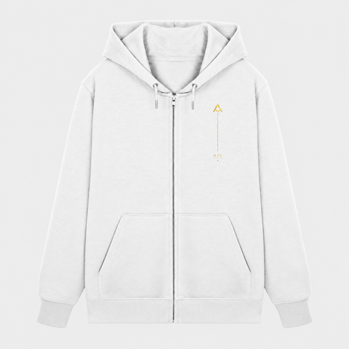 MAT AGAIN — Zip Hoodie bianca, fronte