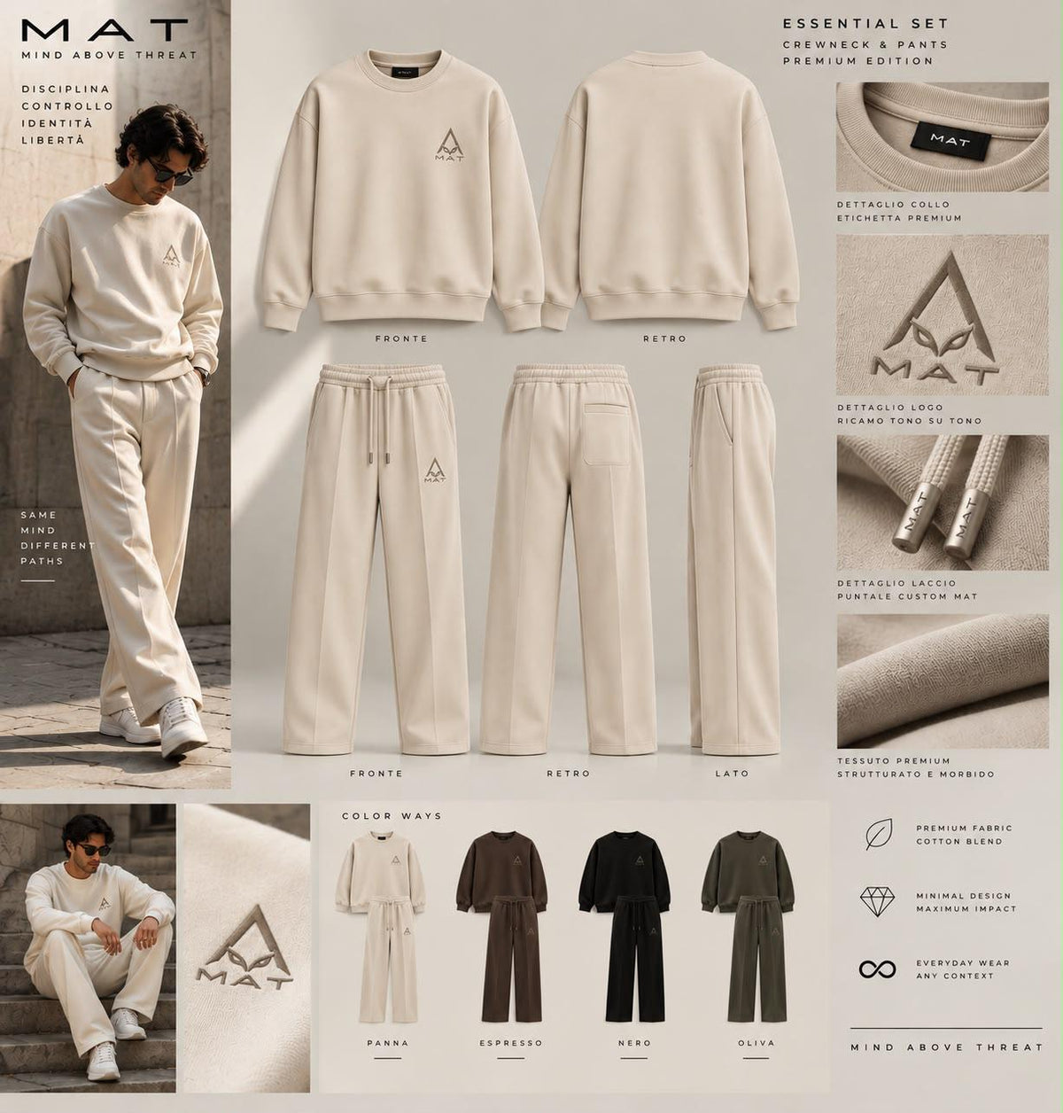 MAT ESSEN Essential Set completo crewneck e pantaloni