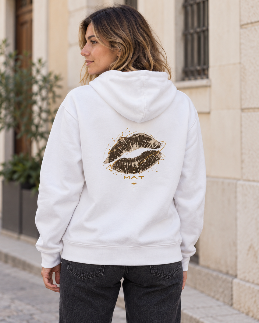 MAT KISS — Felpa bianca unisex