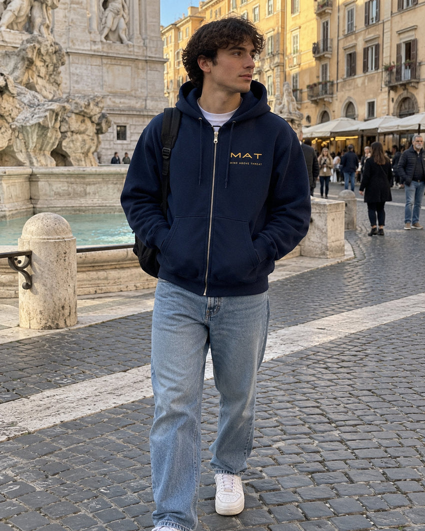 MAT SHADE — Zip Hoodie | Black / Navy