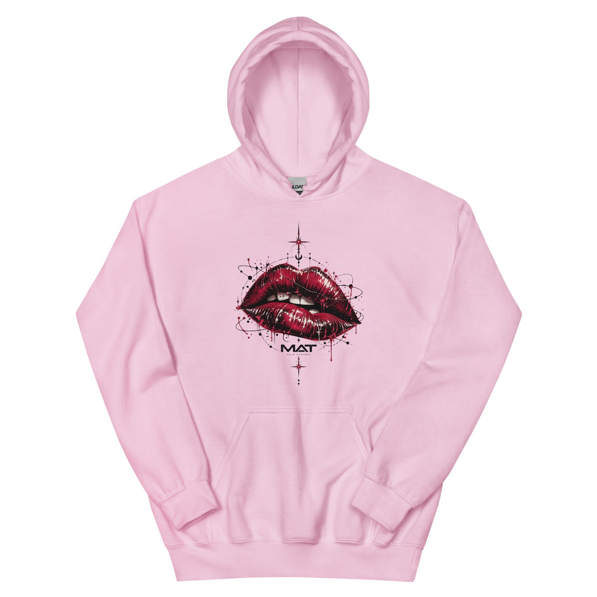 MAT KISS Light Pink Hoodie — mockup frontale