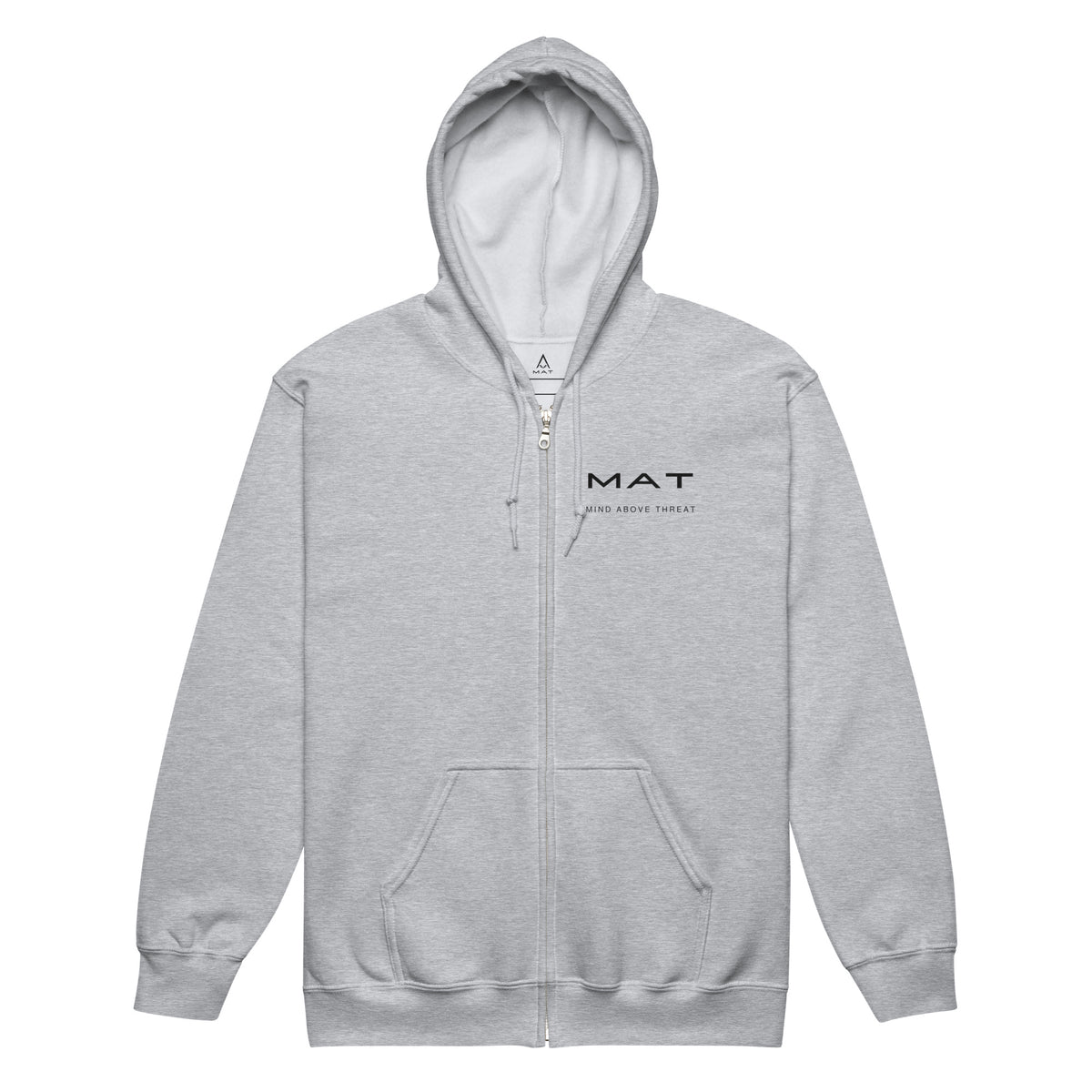 MAT SIGNATURE — felpa con zip Sport Grey, vista frontale, mockup del prodotto