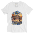MAT NAPOLI — V-Neck Tee bianca, grafica Napoli sul fronte